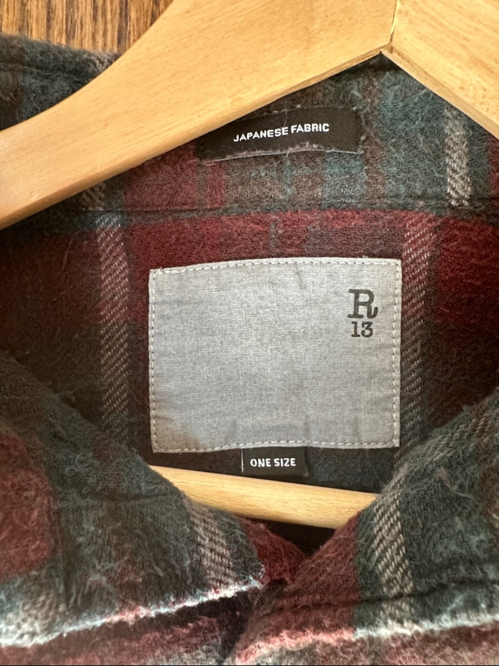 R13 Burgundy and Teal Plaid Short-Sleeve Button-Down Shirt - Picture 2 of 9